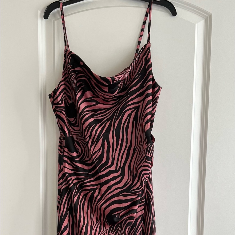 Re:named Silk Dress - zebra print pink and black - Size M - NWT